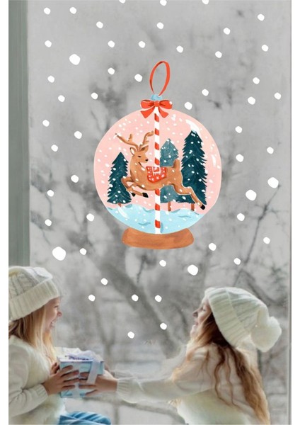 Yılbaşı Temalı Kar Küresi Sticker, Renkli ve Eğlenceli Dekorasyon Hediye Seti