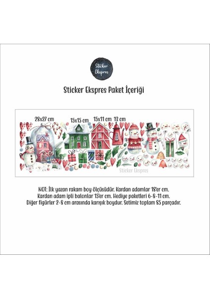 Renkli Kış Figürleri Cam Duvar Kapı Sticker Seti, Yılbaşı Teması, Çok Parçalı, TR Menşei fiyatları