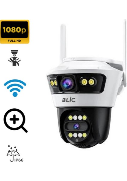 BLM56 4mp 4K Ultra Hd Alarmlı Suya Dayanıklı Çift Lensli 2.4g Ip Dış Mekan Güvenlik Kamerası BLM56