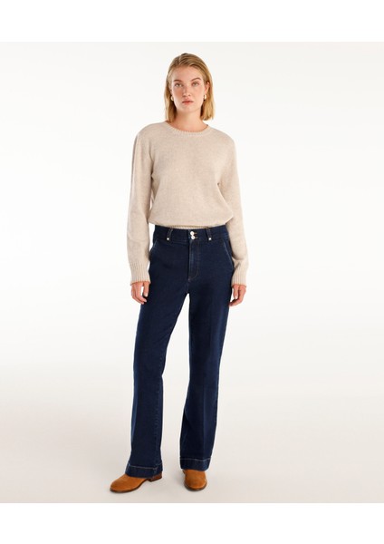 Yüksek Bel Bootcut Denim Pantolon