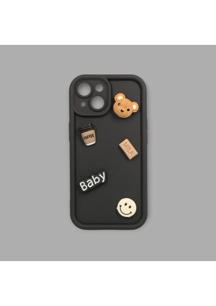 IPHONE 14; 3D Ayıcık Tasarımlı Yuvarlak Kamera Koruyucu Yumuşak Silikon Kılıf