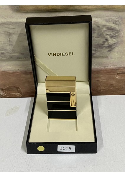 Marka Düz Siyah Sarı Renk Yatay Çizgili Desenli Gazlı Model Kişiye Özel Çakmak