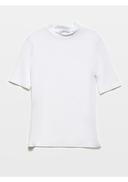 30481 Yüksek Yakalı Tshirt-Siyah