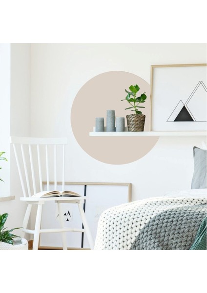 Kum Beji Bohem Daire Duvar Sticker, şık ve sade tasarım, 1 parça modelleri