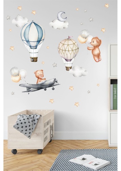 Sevimli Ayıcıklar Çocuk Odası Duvar Stickerleri, Renkli ve Eğlenceli Dekorasyon