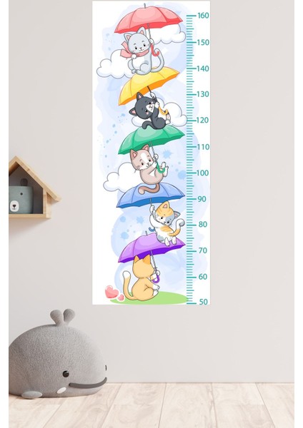 Sevimli uçan kediler duvar sticker'ı, çocuk odası dekoru ve boy ölçer aksesuarı fiyatları