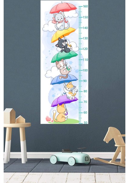 Sevimli uçan kediler duvar sticker'ı, çocuk odası dekoru ve boy ölçer aksesuarı fırsatları