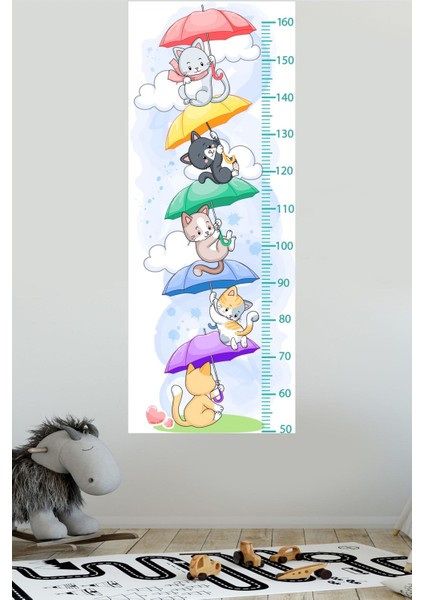 Sevimli uçan kediler duvar sticker'ı, çocuk odası dekoru ve boy ölçer aksesuarı indirimleri