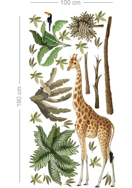 Renkli ve eğlenceli çocuk odası safari temalı duvar sticker, harika dekorasyon parçası fiyatları