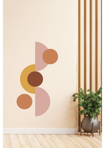 Pastel renkli geometrik duvar sticker, şık ve modern bohem tarz dekorasyon için ideal