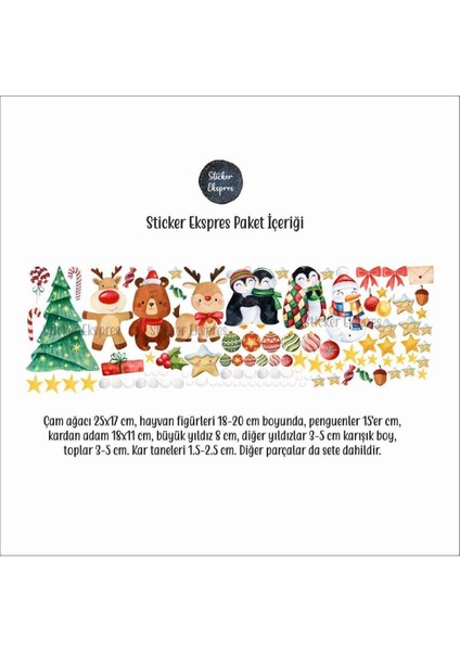 Yılbaşı Temalı Sevimli Hayvanlar Cam ve Kapı Sticker Seti, Çok Renkli, 5+ Parça fiyatları