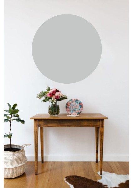 Yumuşak Gri Daire Duvar Sticker, Modern Dekorasyon Aksesuarı, 1 Parça