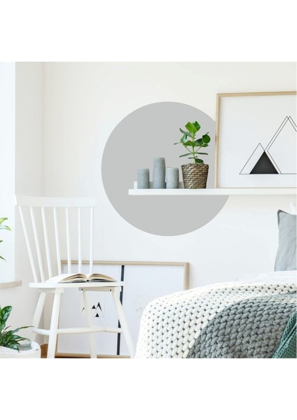 Yumuşak Gri Daire Duvar Sticker, Modern Dekorasyon Aksesuarı, 1 Parça modelleri