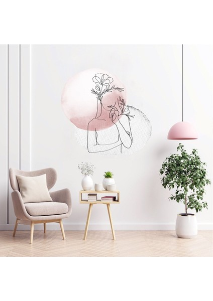 Renkli Kadın Figürü Sanat Eseri, Dekoratif ve Şık Tasarım, Düz Desen, 1 Parça