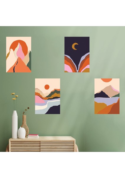 Renkli Bohem Manzara Sticker Seti, Dekoratif ve Şık Tasarımlar