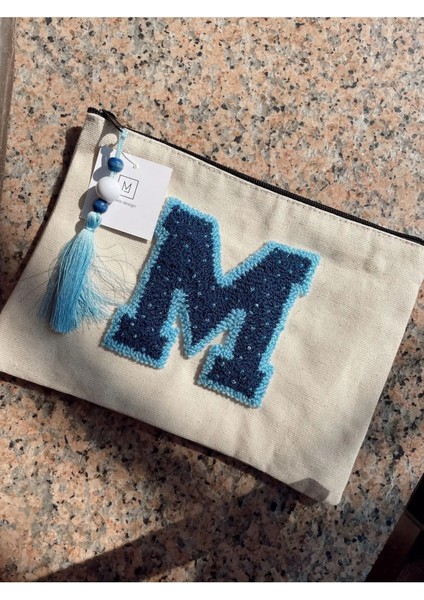 Punch Işlemeli, Astarlı, Kişiye Özel Harf Desenli Clutch - Makyaj Çantası, Çok Renkli