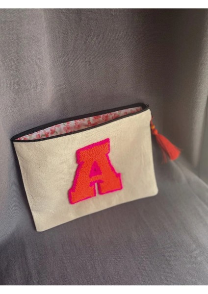 Punch Işlemeli, Astarlı, Kişiye Özel Harf Desenli Clutch - Makyaj Çantası, Çok Renkli indirimleri