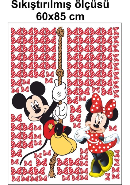 Kırmızı ve Beyaz Puantiyeli Minnie Mouse ve Mickey Mouse Çocuk Bebek Odası Duvar Süsü Duvar Sticker modelleri