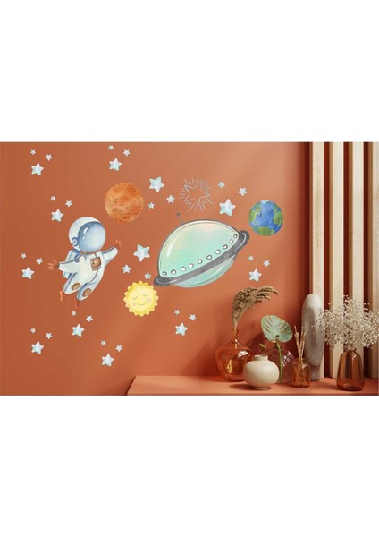 Çocuk odası uzay temalı renkli duvar süsleri ve sticker seti 5+ parça fiyatları
