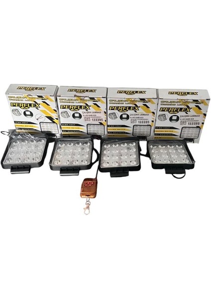 Off-Road 16 Ledlı Ultra Beyaz Kumandalı Çakarlı 4'Lü Set