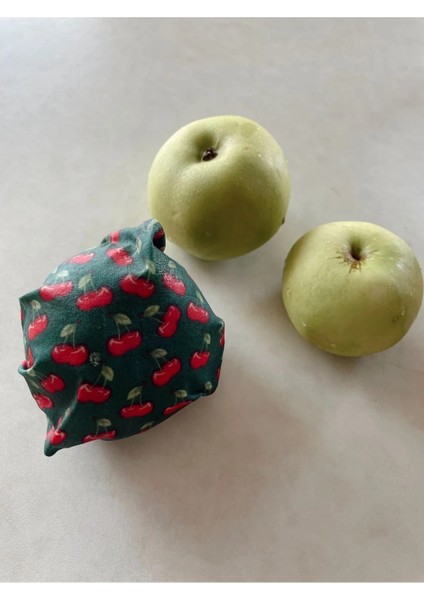 Balmumu Gıda, Yiyecek Saklama Kumaşı, Tekrar Kullanılabilen Saklama Bezi, 2'li Set, Kiraz Desenli