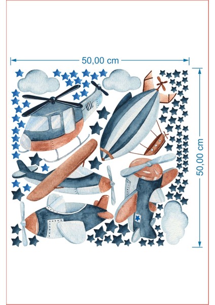 Renkli Suluboya Uçaklar Çocuk Odası Duvar Sticker, eğlenceli ve sevimli dekorasyon. fırsatları