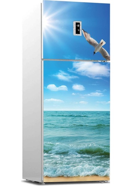 Canlı Renkli Deniz Manzaralı Buzdolabı Kaplama Sticker Seti