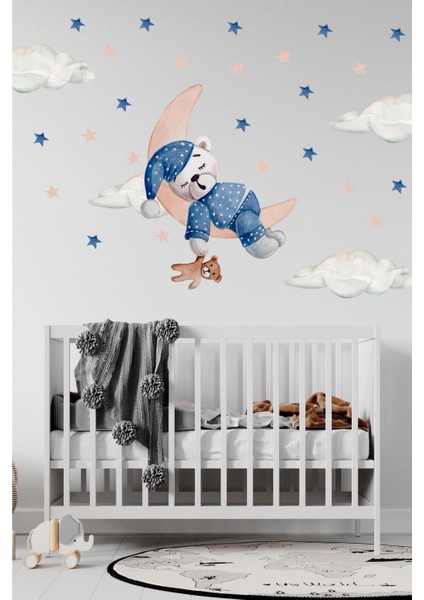 Renkli ayıcık ve bulut çocuk odası duvar sticker, sevimli dekorasyon. fiyatları