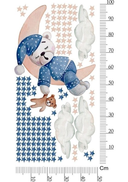 Renkli ayıcık ve bulut çocuk odası duvar sticker, sevimli dekorasyon. modelleri