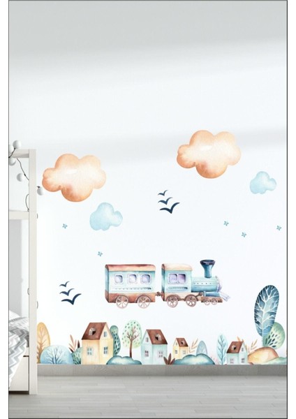 Rüya gibi renkli çocuk odası duvar sticker seti, eğlenceli ve şık dekorasyon, 5+ parça