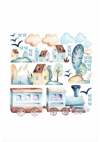 Rüya gibi renkli çocuk odası duvar sticker seti, eğlenceli ve şık dekorasyon, 5+ parça fiyatları