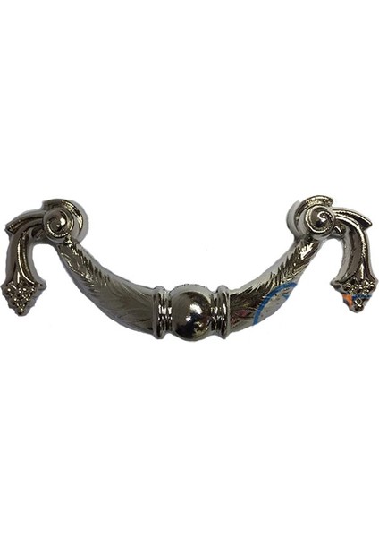 Dekoratif Zamak Üzümlü Kulp - 64Mm, Nikel, 1 Adet