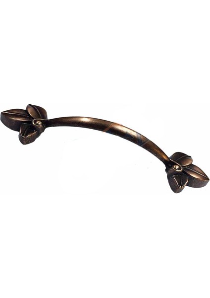 Dekoratif Zamak Yaprak Kulp - 96Mm, Eskitme, 1 Adet