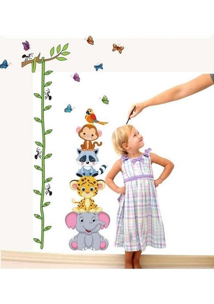Renkli hayvanlar duvar sticker seti, çocuk odası dekorasyonu ve boy ölçer detaylarıyla fiyatları
