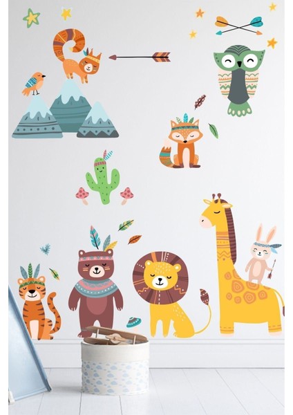 Sevimli Hayvanlar Çocuk Odası Duvar Stickerları, Renkli ve Eğlenceli Dekorasyon fiyatları