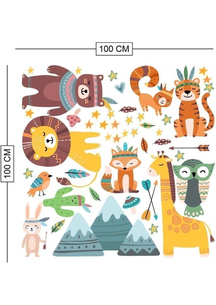 Sevimli Hayvanlar Çocuk Odası Duvar Stickerları, Renkli ve Eğlenceli Dekorasyon modelleri