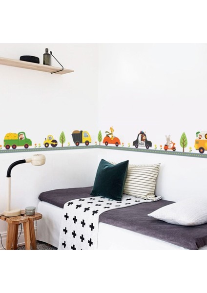 Renkli 3D çocuk odası araba karikatür duvar çıkartması, 5+ parça, çok renkli