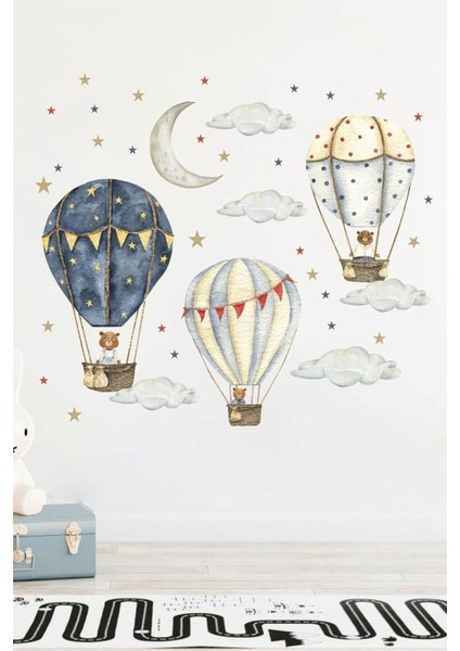 Renkli ayıcıklı balonlar çocuk odası duvar sticker, eğlenceli dekorasyon. fiyatları