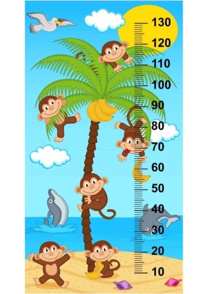 Renkli maymunlar temalı eğlenceli duvar stickerı, çocuk ve bebek odası için ideal