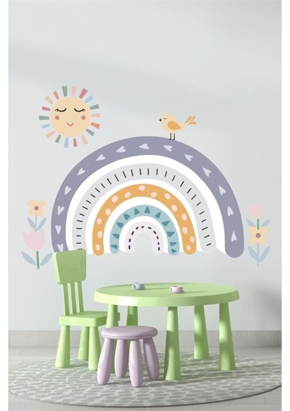 Renkli Masal Gökkuşağı Çocuk Odası Duvar Sticker, sevimli ve şık dekorasyon seçeneği fiyatları