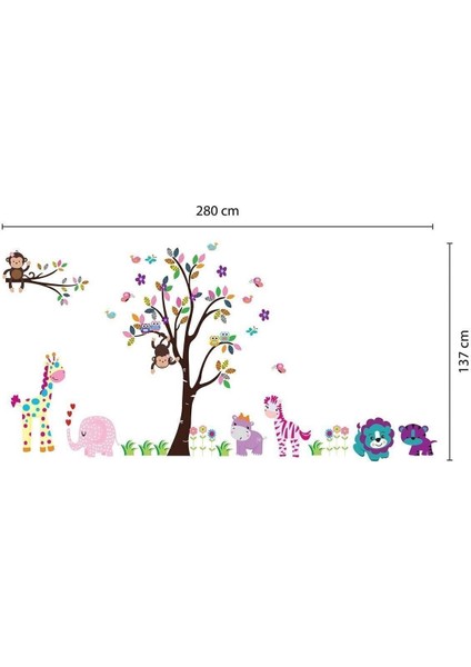 Renkli hayvan temalı duvar sticker seti, çocuk ve bebek odası dekorasyonu için 5+ parça fırsatları