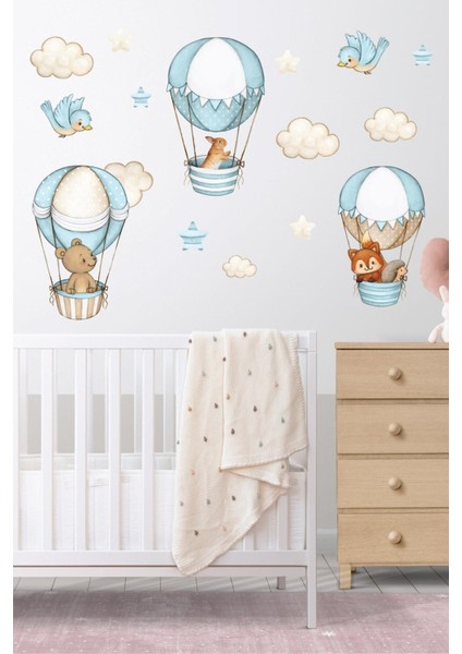 Renkli Balon Temalı 19 Parça Duvar Dekorasyon Seti, Bebek ve Çocuk Odası için