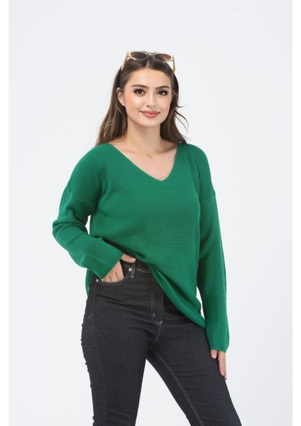 V Yaka Oversize Salaş Kesim Triko