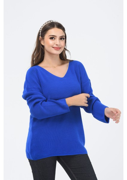 V Yaka Oversize Salaş Kesim Triko