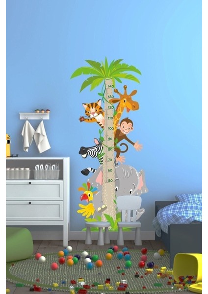 Sevimli Dostlar Boy Ölçer Cetveli, Çok Renkli, 5+ Parça, Çocuk Odası Duvar Süsü