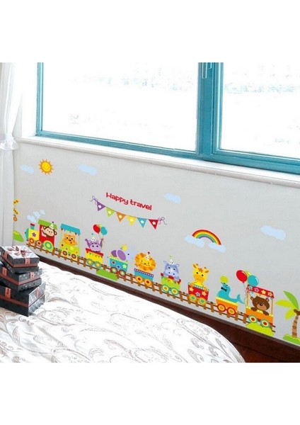 Tren ve Hayvanlar Bebek ve Çocuk Odası Dekorasyonu Duvar Sticker Seti modelleri