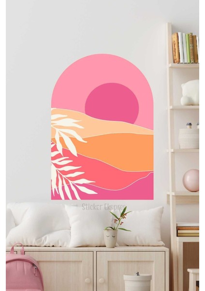Pembe Gün Batımı Bohem Duvar Sticker