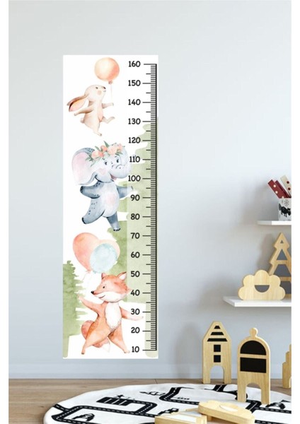 Renkli ve sevimli boy ölçer sticker, hayal dünyası temasıyla eğlenceli kullanım