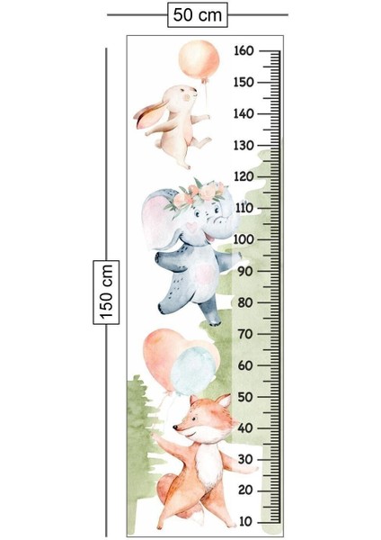 Renkli ve sevimli boy ölçer sticker, hayal dünyası temasıyla eğlenceli kullanım modelleri