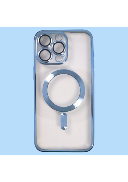 IPHONE 15 Pro; Magsafe Özellikli, Lens Koruyuculu, Darbe Önleyici, Kenarları Renklı Silikon Kılıf